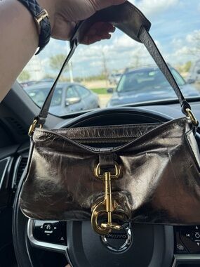 Chloe Metallic Bronze Shoulder Bag with Gold Hardware